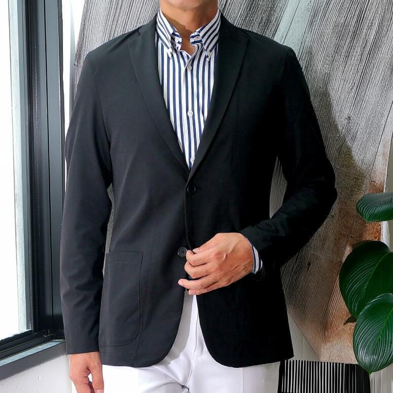 パパス テーラードジャケット リネン混 メンズ 背抜き 春夏 裏地柄 水色 M パパス テーラードジャケット リネン混 メンズ 背抜き 春夏 裏地