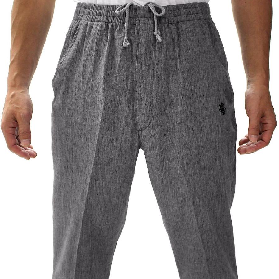 麻混楊柳イージーパンツ3色組 ウエストゴム 裾上げ済み ズボン は