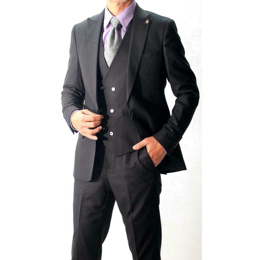 テーラードジャケット ジレ セットアップ メンズ 黒 タイト