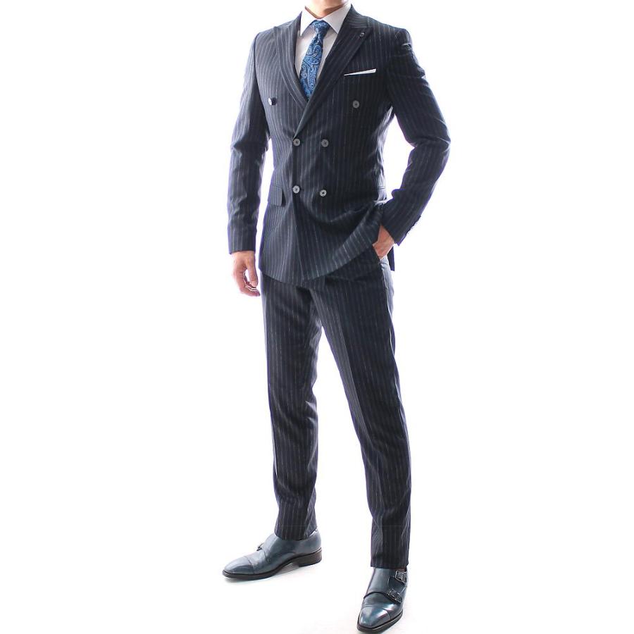 メンズスーツAB5(ウェスト86)ダークブルー ストライプ ブレザーパンツセット メンズスーツAB5(ウェスト86)ダークブルー ストライプ ブレザー