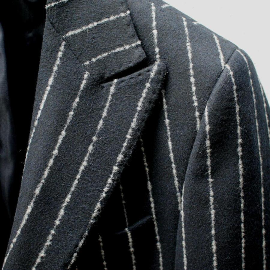 Sise ストライプ チェスターコート カシミア メンズ ウール Sise ストライプ チェスターコート カシミア メンズ ウール