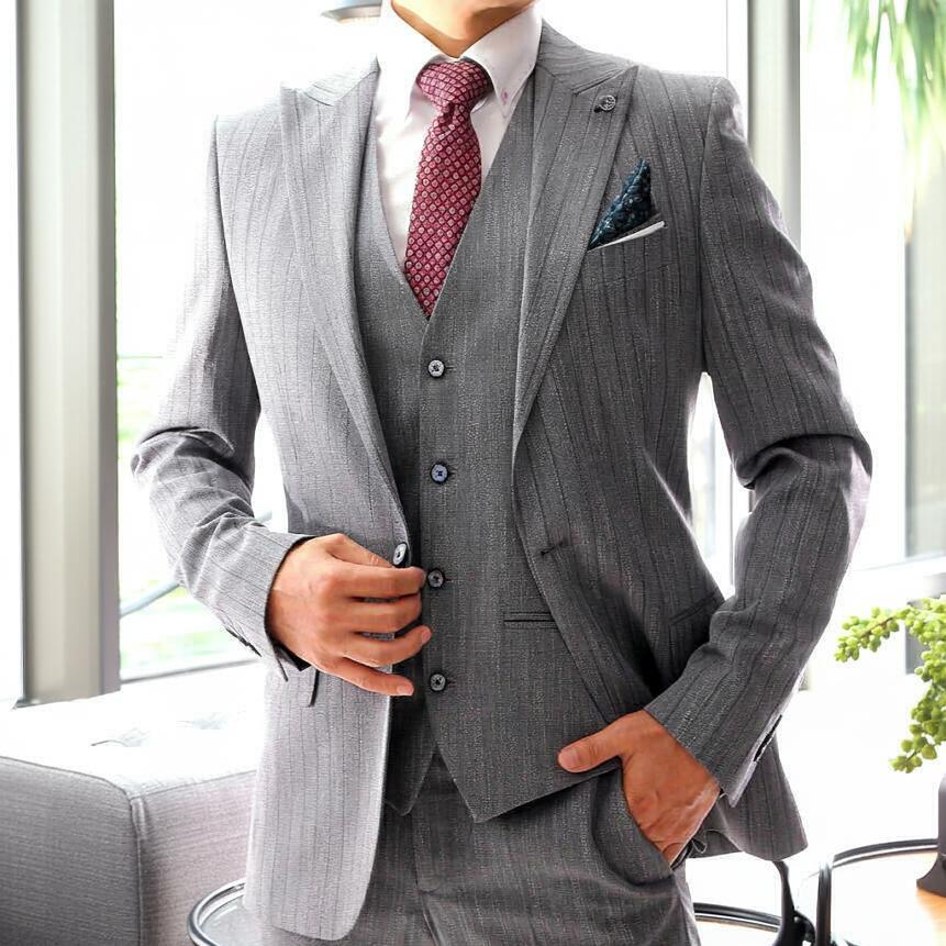 テーラードジャケット セットアップ ブレザー ジレ ストライプ メンズ