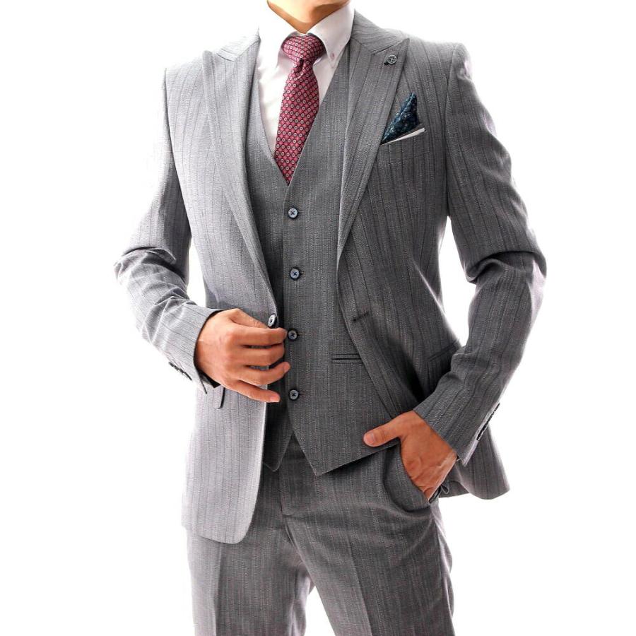 【D&G】セット　テーラードジャケット　ベスト ウール　ストライプ　グレー　42 テーラードジャケット セットアップ ブレザー ジレ ストライプ メンズ