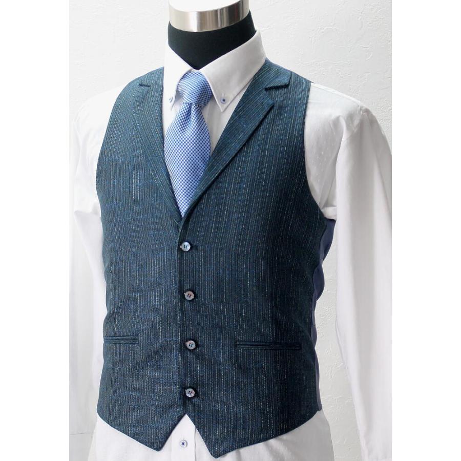 テーラードジャケット ジレ セットアップ ピークドラペル ブルー