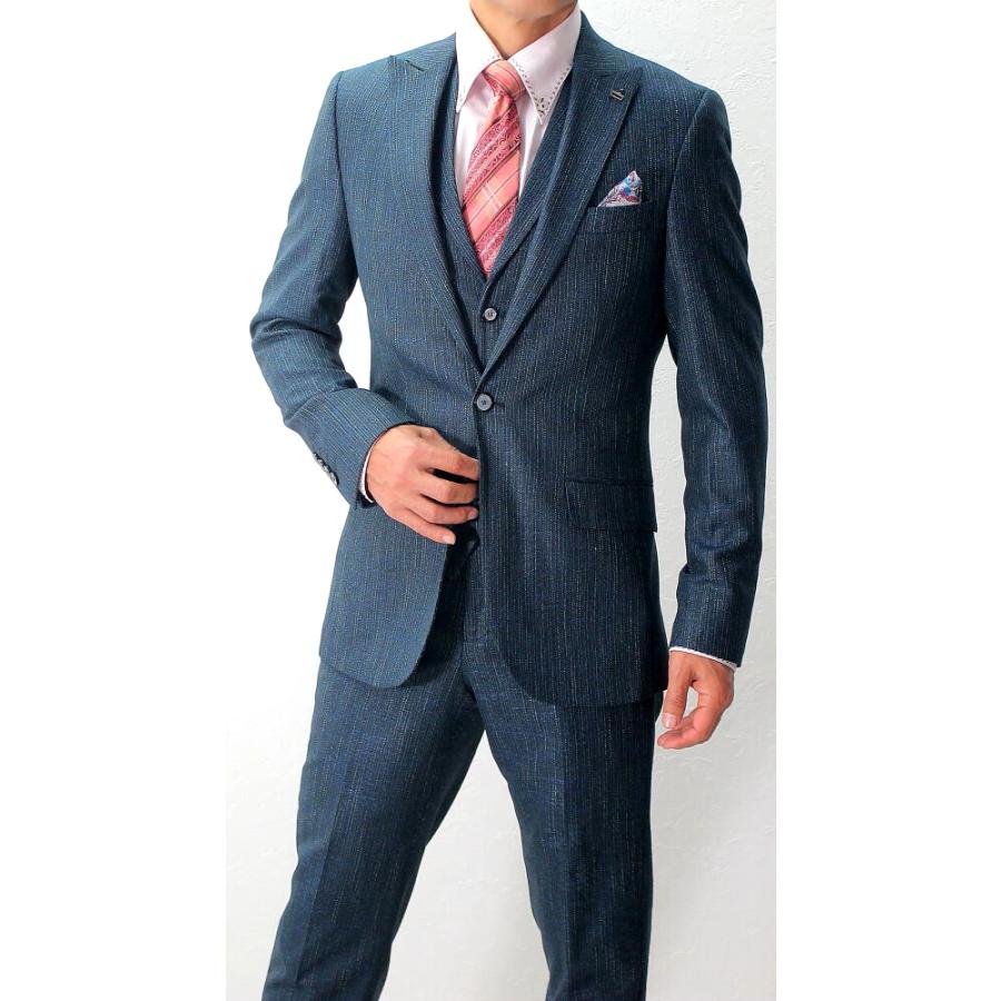 テーラードジャケット ジレ セットアップ ピークドラペル ブルー