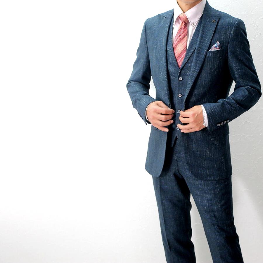 テーラードジャケット ジレ セットアップ ピークドラペル ブルー