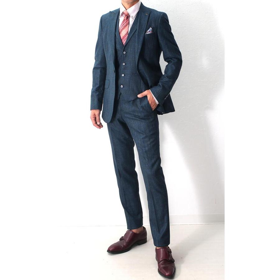 テーラードジャケット ジレ セットアップ ピークドラペル ブルー