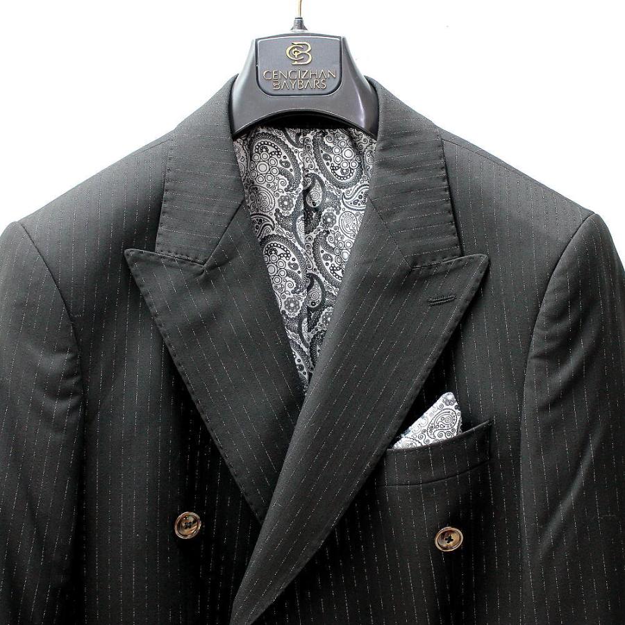 テーラードジャケット ダブル ブレザー かすれ ピン ストライプ メンズ