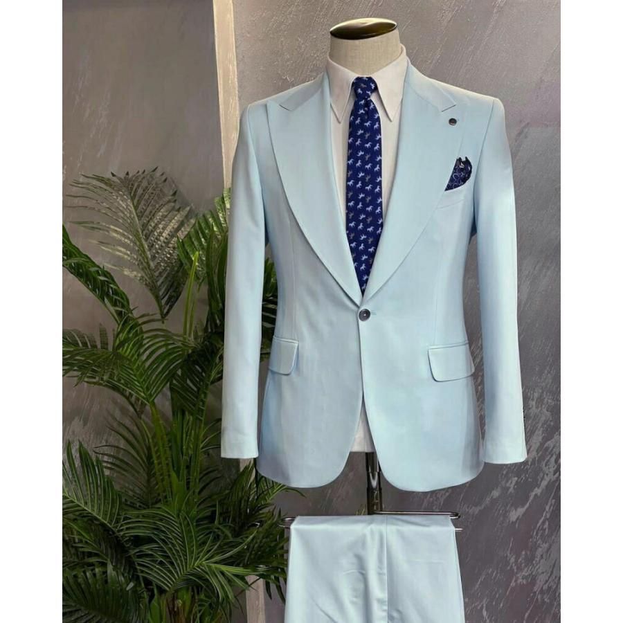 テーラードジャケット ワイドラペル ブレザー メンズ 水 タイト/スリム