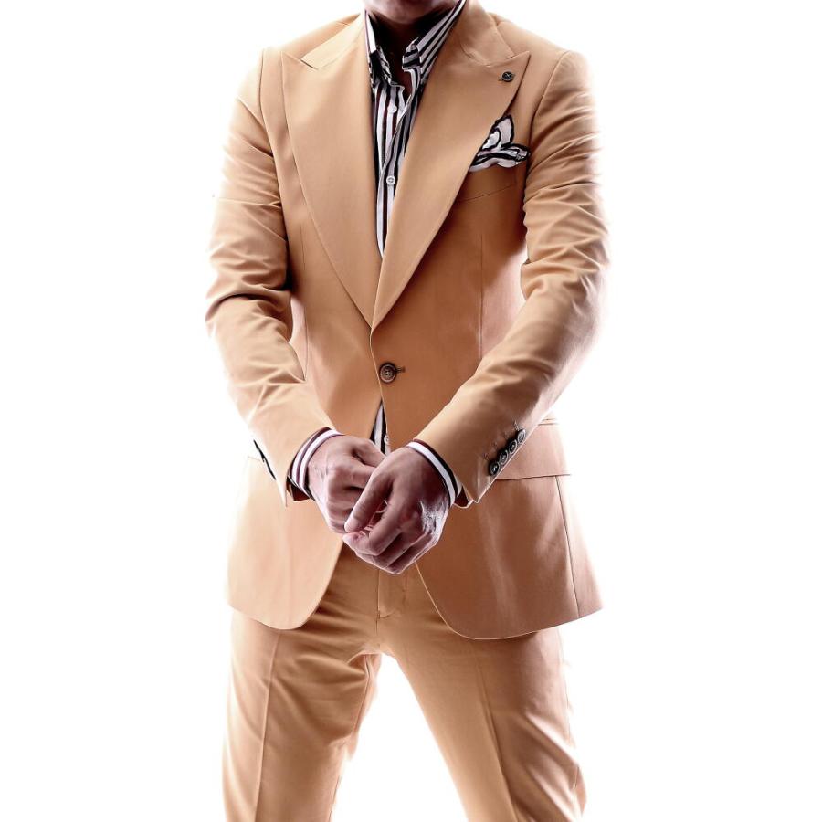 テーラードジャケット ワイドラペル ブレザー メンズ ベージュ タイト