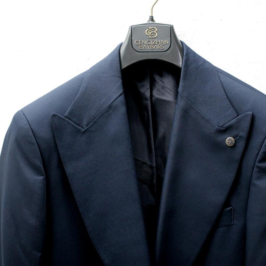 テーラードジャケット ワイドラペル ブレザー メンズ 紺 タイト