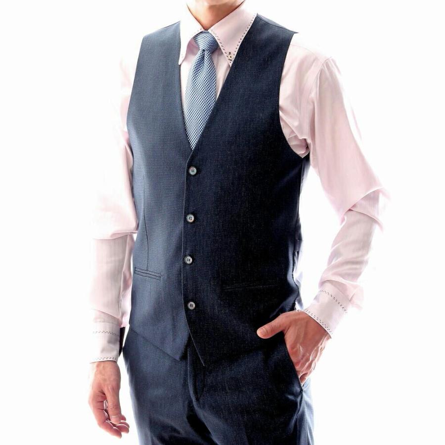 テーラードジャケット ジレ セットアップ 超ワイドラペル 紺