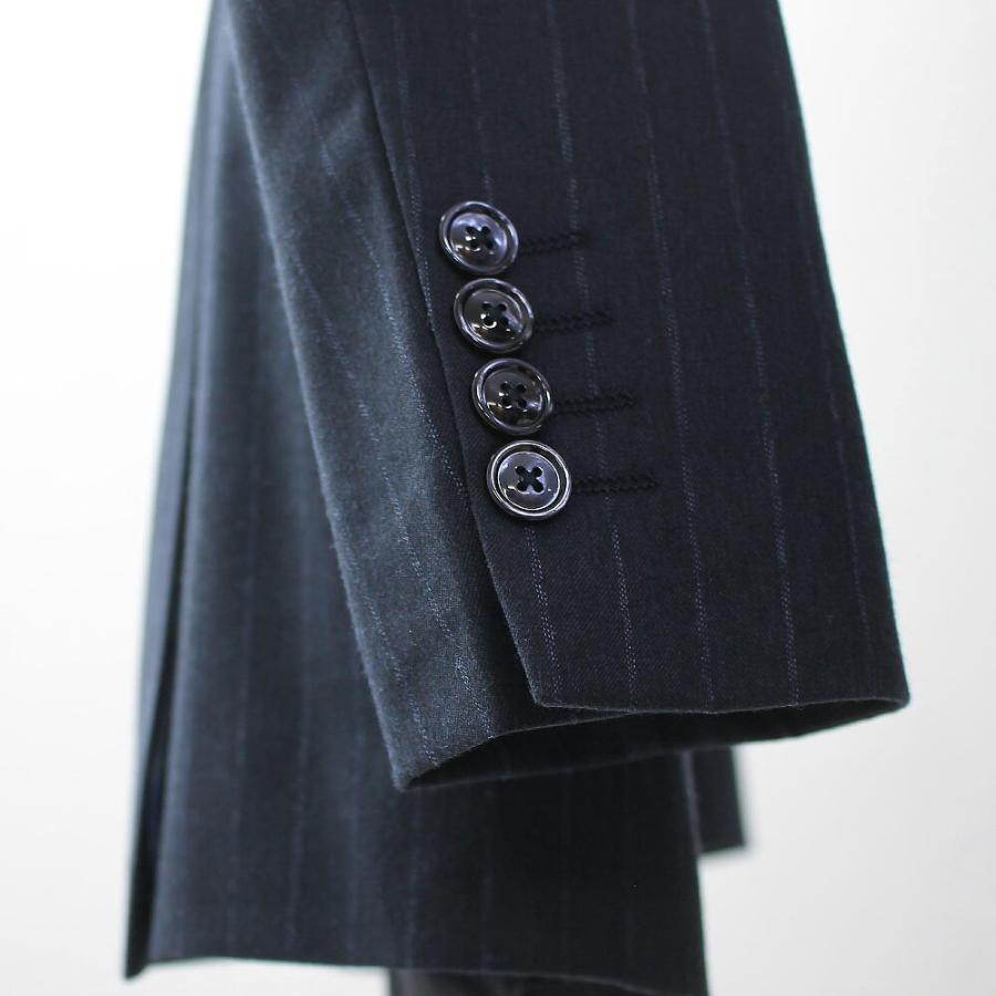 テーラードジャケット ダブル ブレザー ストライプ メンズ 紺