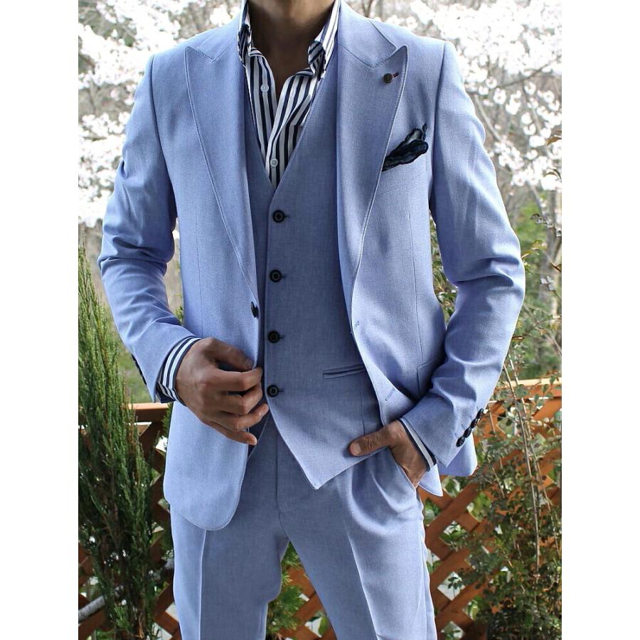 テーラードジャケット ジレ セットアップ ジャケット ブレザー 水色 ブルー 春 夏 秋 メンズ 背抜き ジャケパン ビジネス ピークドラペル ストレッチ 二次会 Owen 23mizujk Bin 1 Limitedヤフーショップ 通販 Yahoo ショッピング
