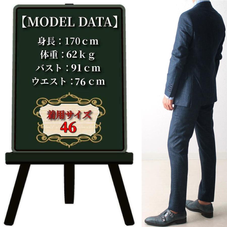 テーラードジャケット チェック 紺/青 ブレザー メンズ タイト