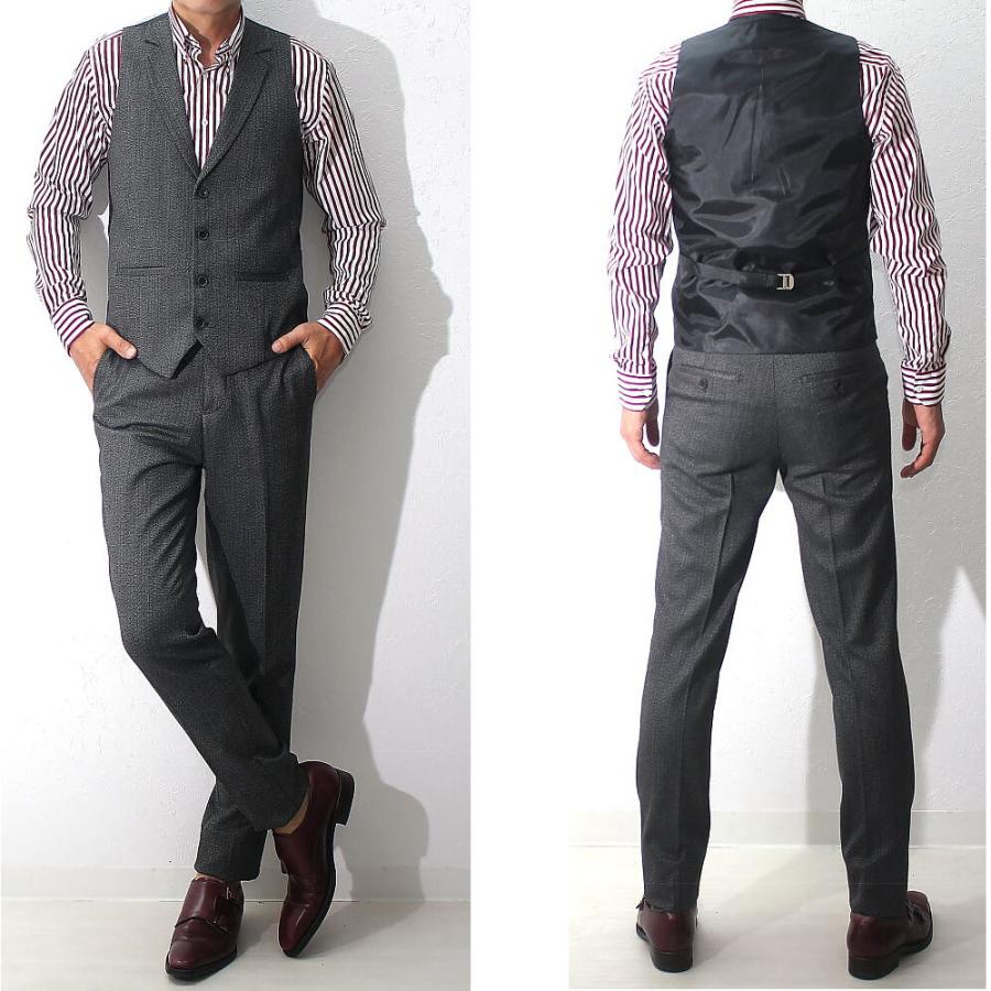 スラックス スリム メンズ グレー ヘリンボーン柄 ジャケパン 春/秋/冬