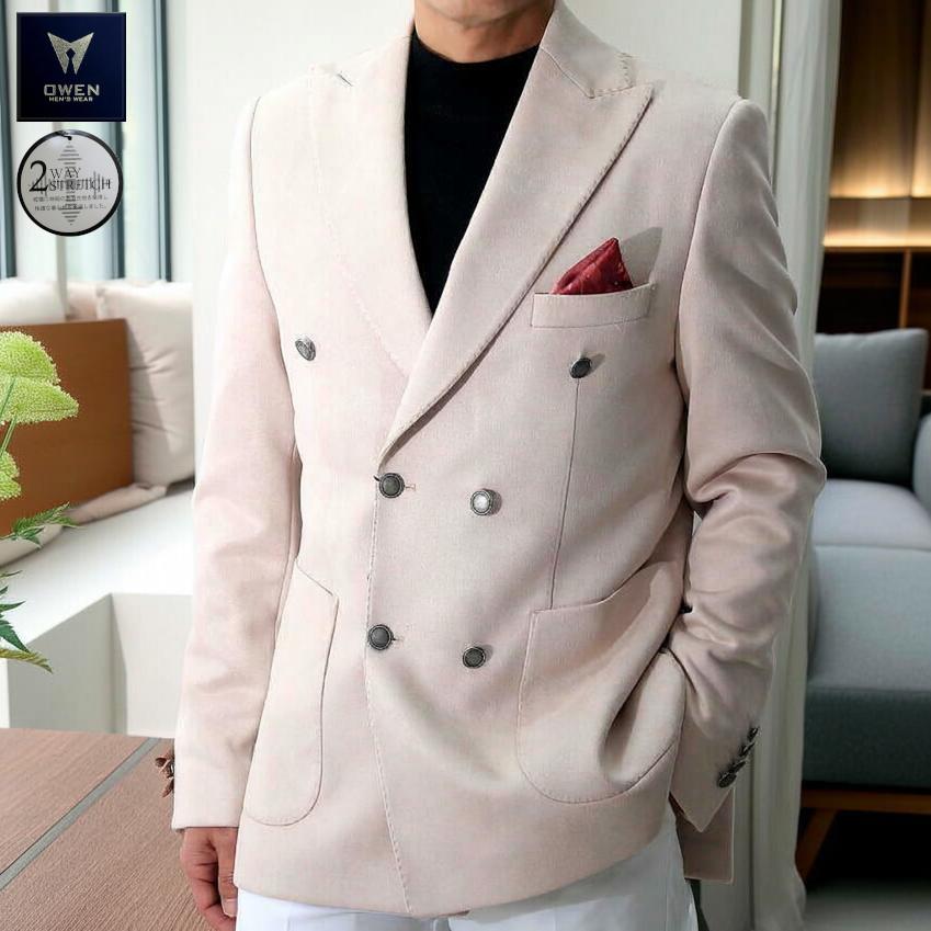 テーラードジャケット ダブル ブレザー 6つボタン ライト