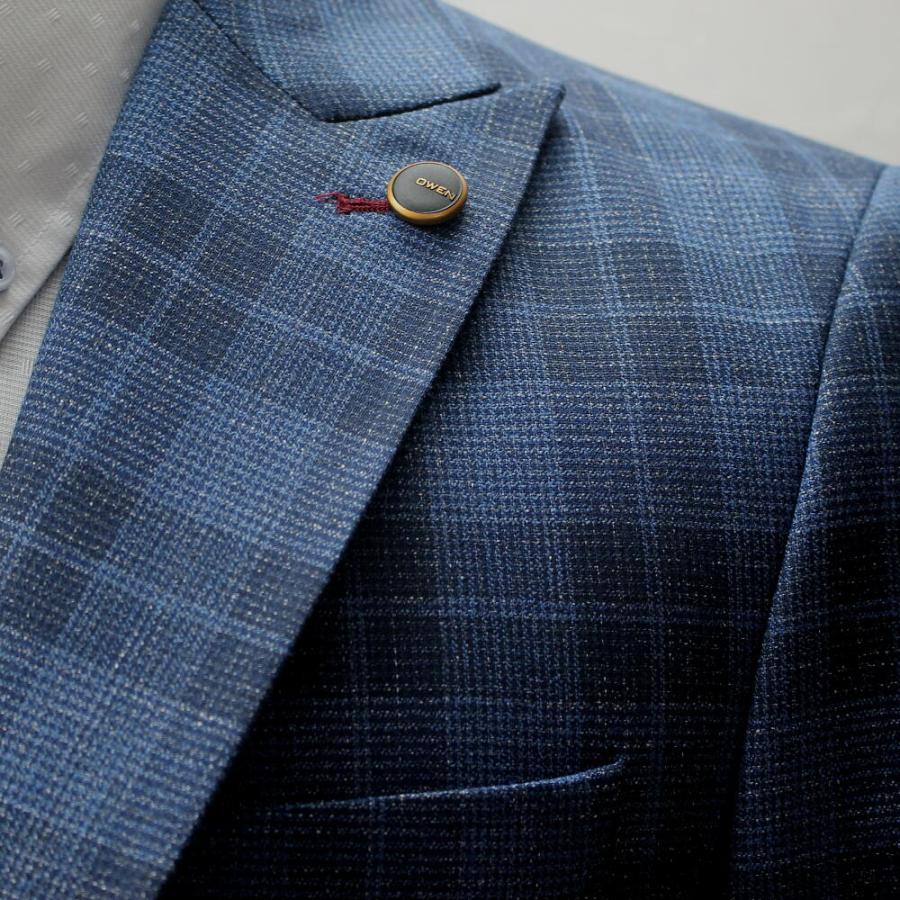 テーラードジャケット ジレ セットアップ 青/紺 メンズ チェック