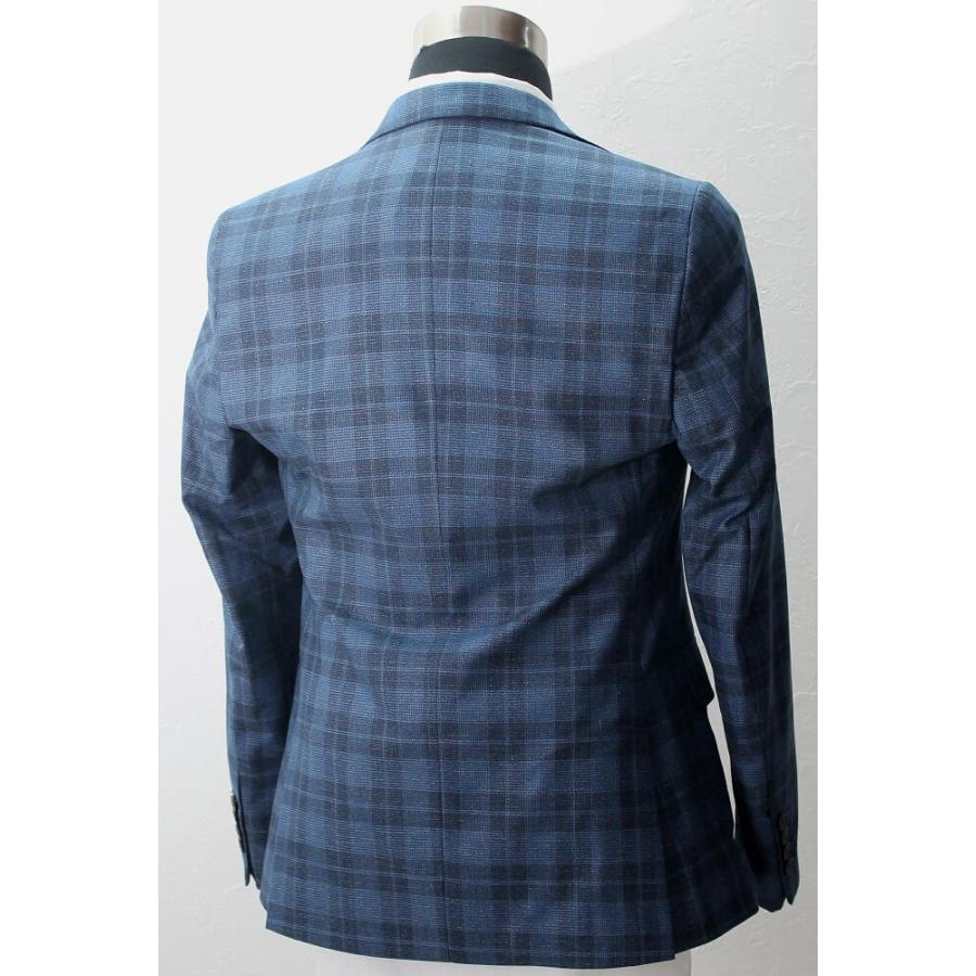 テーラードジャケット ジレ セットアップ 青/紺 メンズ チェック