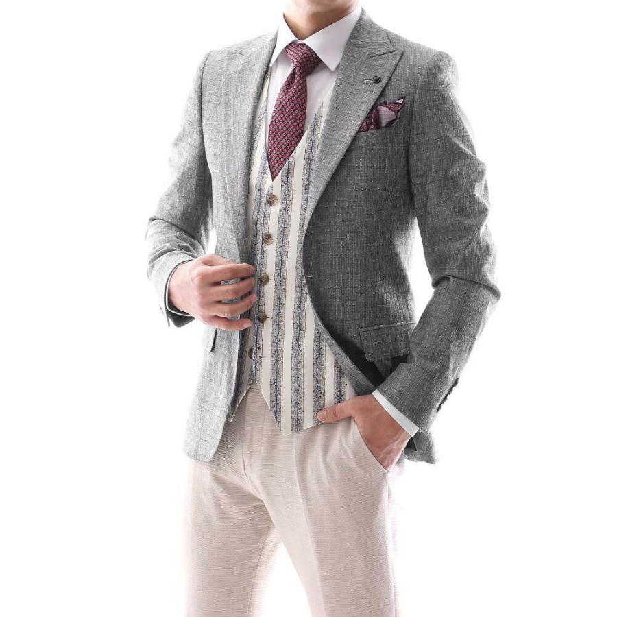 テーラードジャケット サマージャケット グレー シャンブレー 背抜き