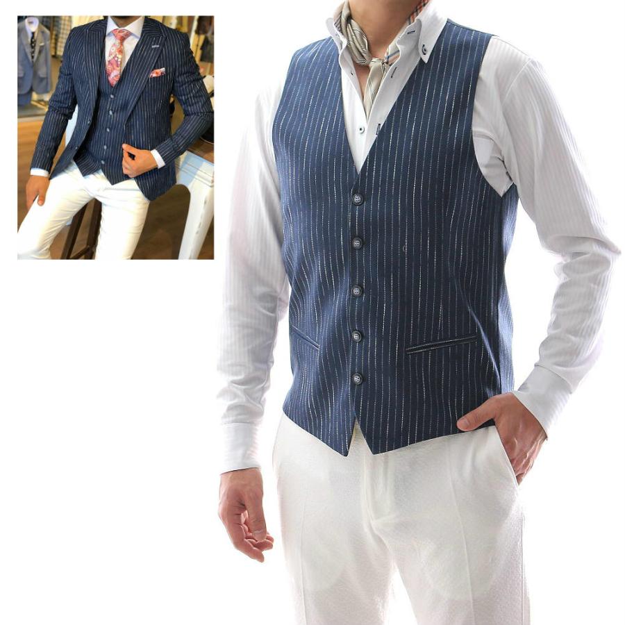 ジレ ベスト 前開き ストライプ ブルー メンズ タイト スリムフィット 春 秋 冬 大きいサイズも入荷 ビジネス Owen215gilet Bin 1 Limitedヤフーショップ 通販 Yahoo ショッピング
