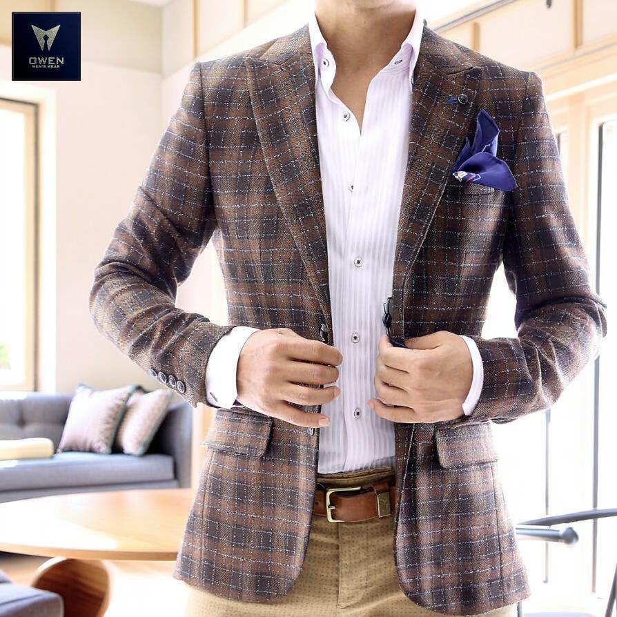 テーラードジャケット ブレザー チェック メンズ 茶 タイト スリムフィット ジャケパン 春 秋 冬 大きいサイズも入荷 Owen216cha Bin 1 Limitedヤフーショップ 通販 Yahoo ショッピング