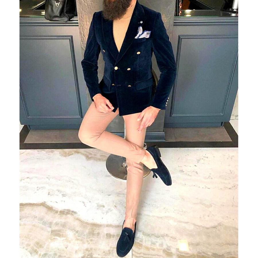 ベロア ベルベット ダブル テーラードジャケット 別珍 ブレザー メンズ 青 ブルー 金ボタン タイト スリムフィット ジャケパン 秋 冬 大きいサイズも入荷 Owen249 3ao Bin 1 Limitedヤフーショップ 通販 Yahoo ショッピング