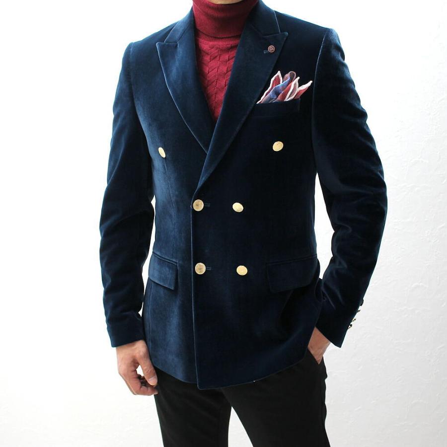 ベロア ベルベット ダブル テーラードジャケット 別珍 ブレザー メンズ 青 ブルー 金ボタン タイト スリムフィット ジャケパン 秋 冬 大きいサイズも入荷 Owen249 3ao Bin 1 Limitedヤフーショップ 通販 Yahoo ショッピング