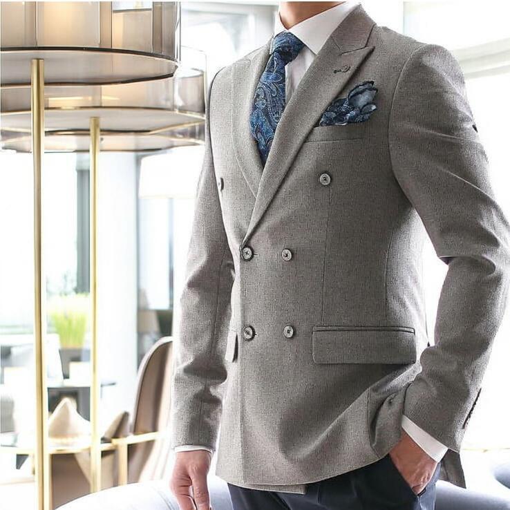 テーラードジャケット ダブル ブレザー ストライプ ストレッチ メンズ