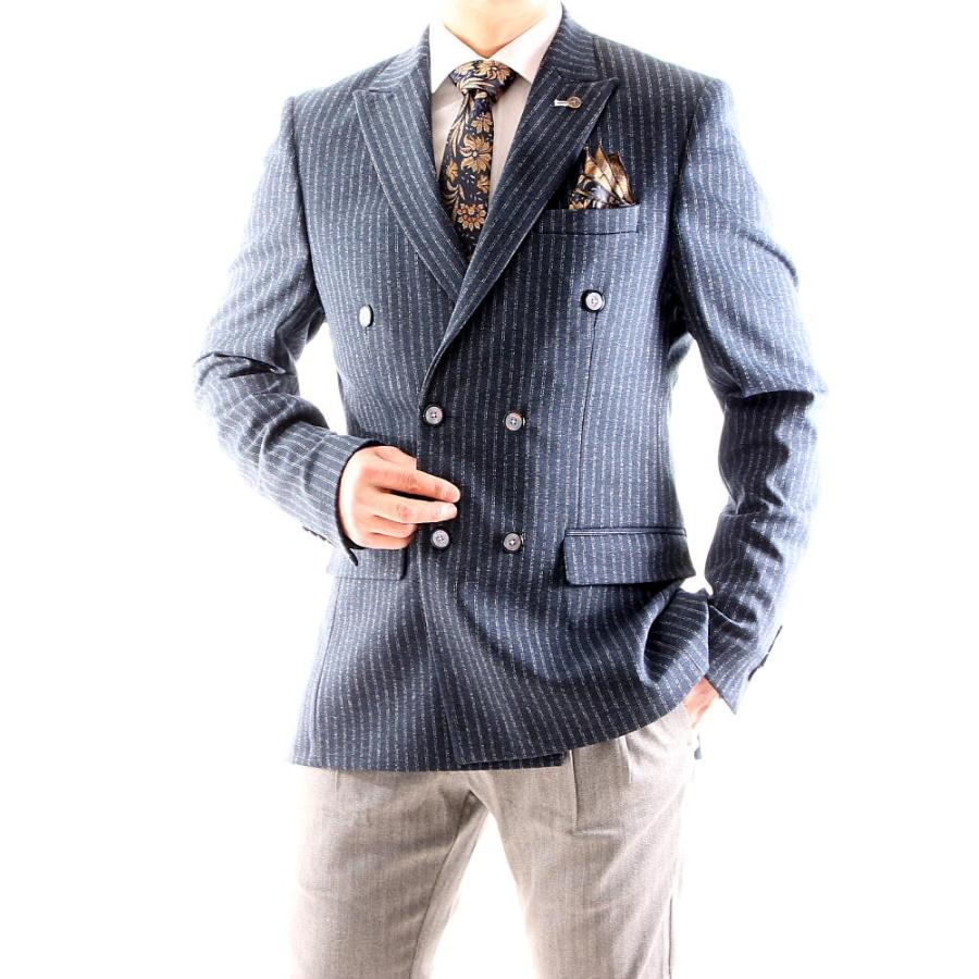 テーラードジャケット ダブル ブレザー ストライプ ストレッチ メンズ 紺 ネイビー タイト スリム ジャケパン 春 秋 冬 大きいサイズも入荷 ビジネスジャケット Owen259kon Bin 1 Limitedヤフーショップ 通販 Yahoo ショッピング