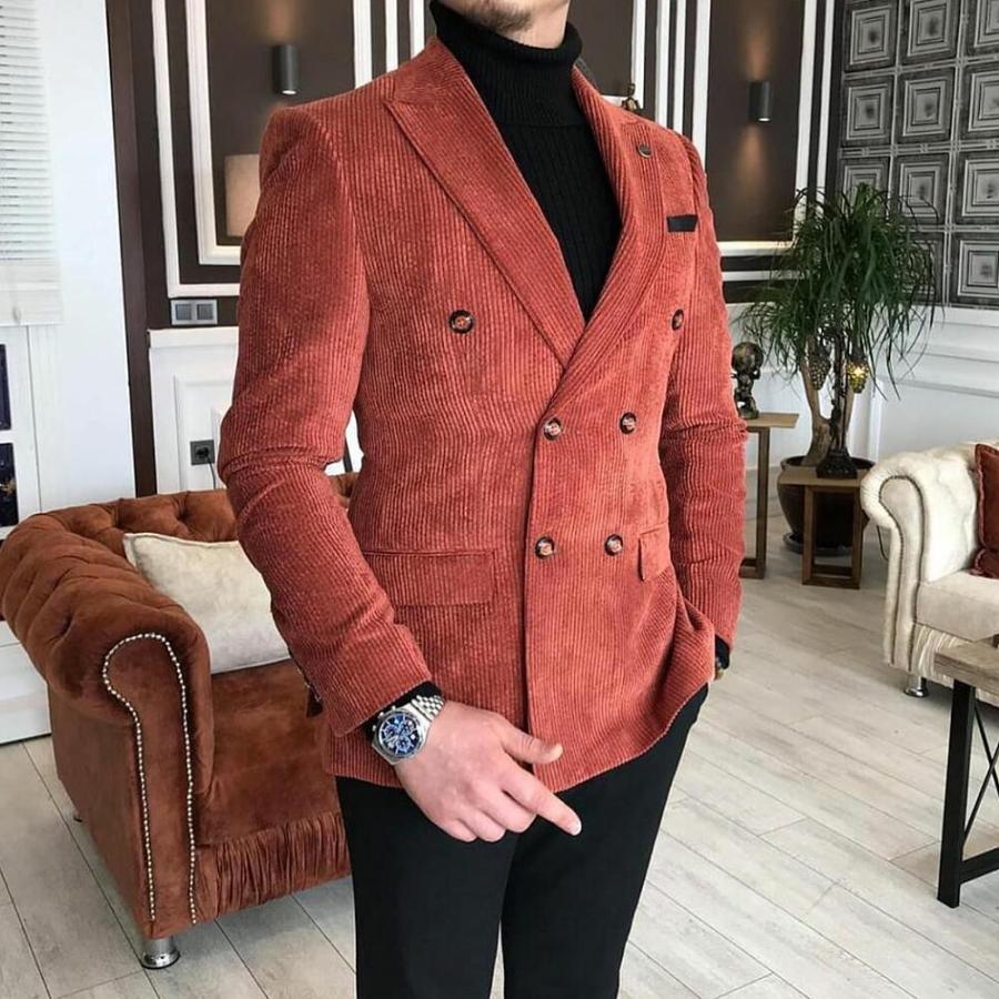 テーラードジャケット コーデュロイ ダブル ブレザー メンズ 赤茶 タイト スリムフィット ジャケパン 春 秋 冬 大きいサイズも入荷 ビジネス ジャケット Owen263 5akacha Bin 1 Limitedヤフーショップ 通販 Yahoo ショッピング