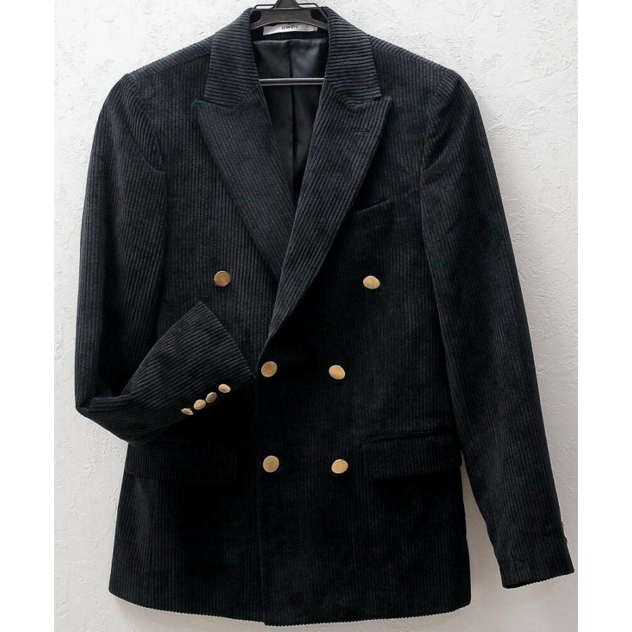 テーラードジャケット コーデュロイ ダブル ブレザー メンズ 黒