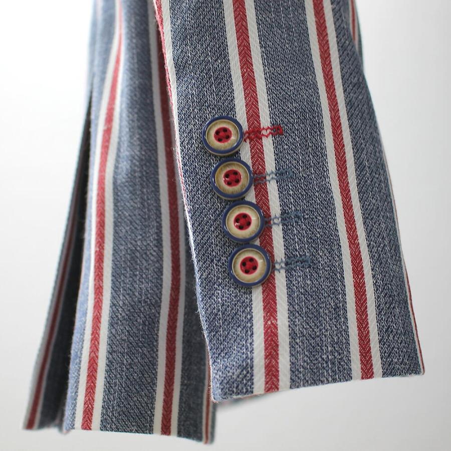 テーラードジャケット ブレザー 紺/ネイビー 麻/リネン