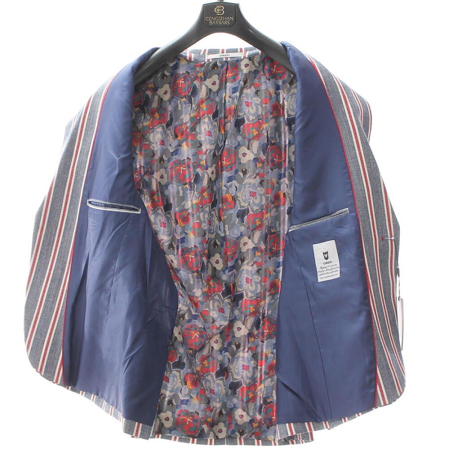 未使用級　ダーバン　テーラードジャケット　チェック　麻　リネン　ネイビー　XL 未使用級 ダーバン テーラードジャケット チェック 麻 リネン