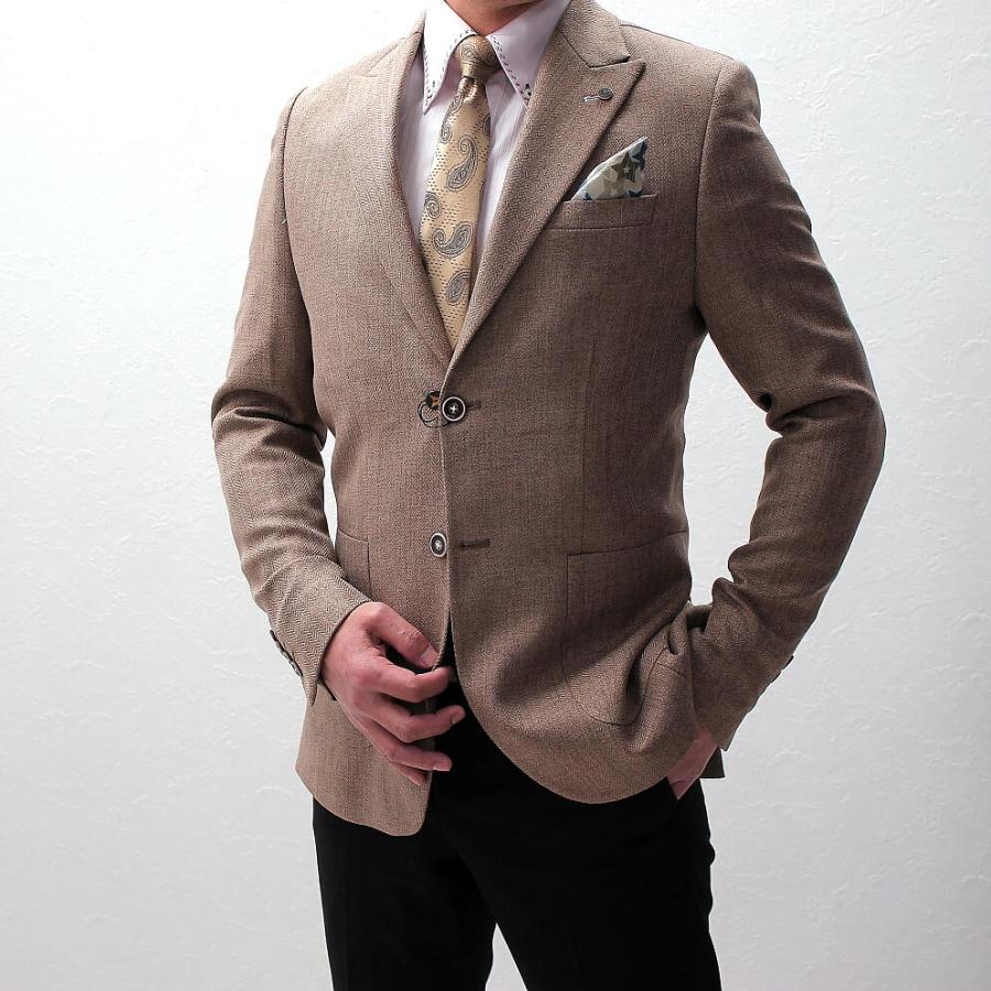 テーラードジャケット ブレザー 秋冬 ツイード調 ヘリンボーン メンズ