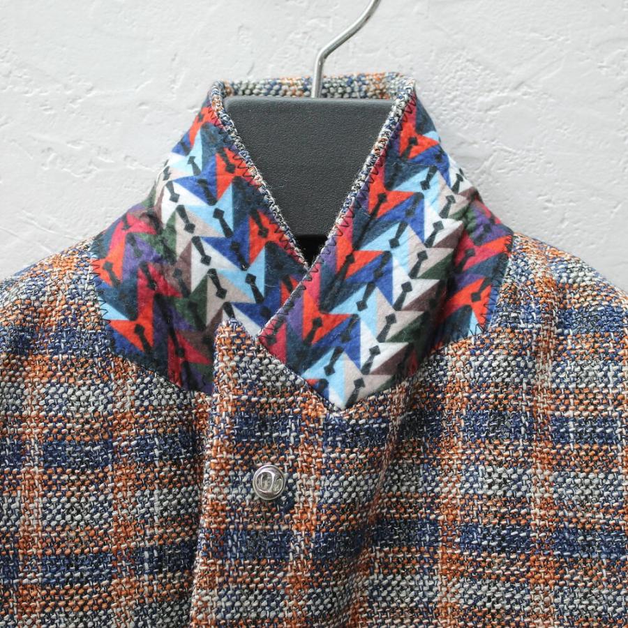 チェック ツイード風 ブラウン トラベルジャケット L チェック