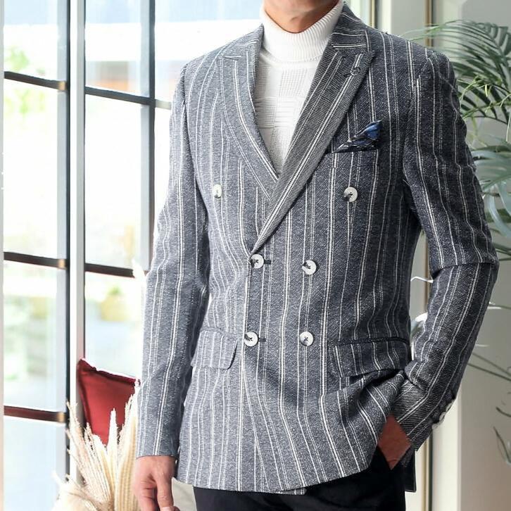 テーラードジャケット ダブル ブレザー ストライプ 縦横