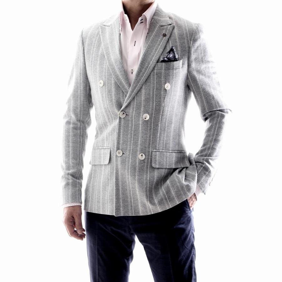 テーラードジャケット ダブル ブレザー ストライプ 縦横