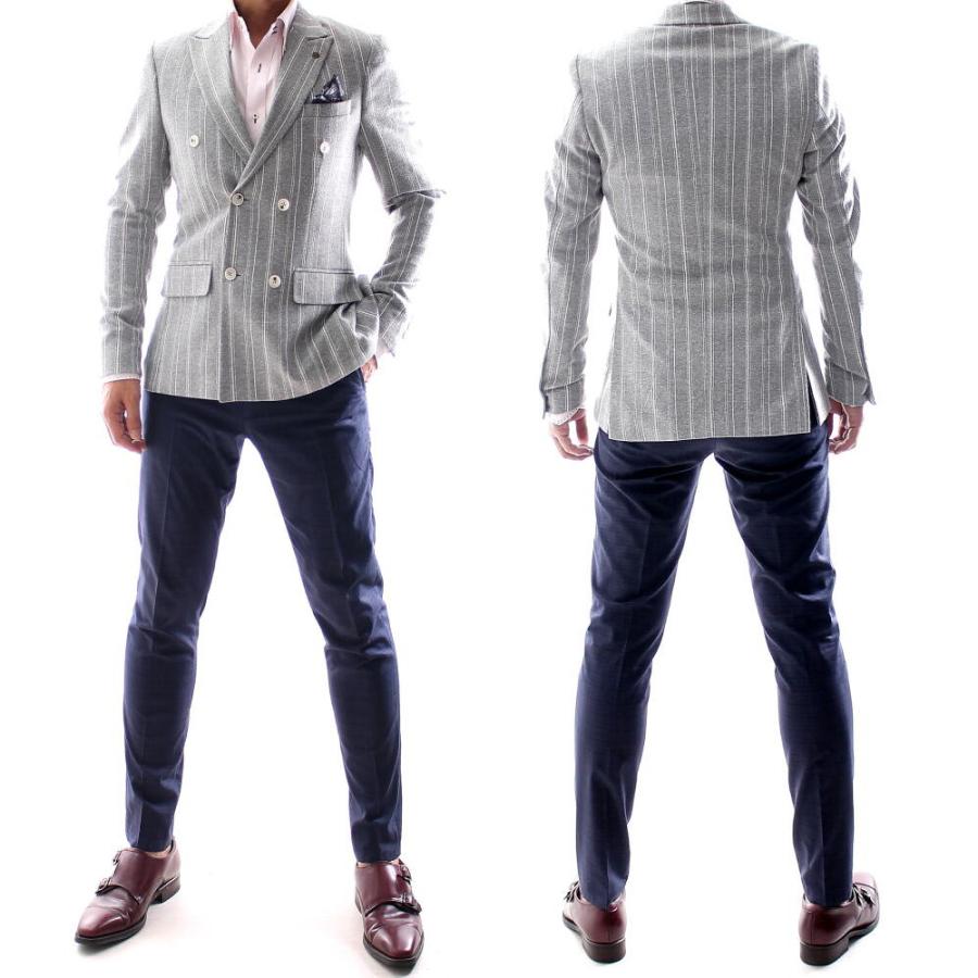 テーラードジャケット ダブル ブレザー ストライプ 縦横