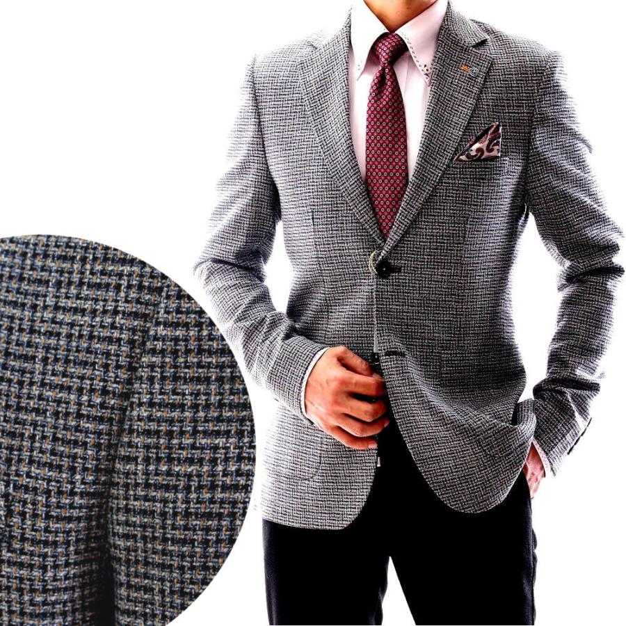 ツイード調 ジャケット テーラードジャケット ブレザー チェック グレー 茶 紺 メンズ タイト スリムフィット ジャケパン Owen430 4 Bin 1 Limitedヤフーショップ 通販 Yahoo ショッピング