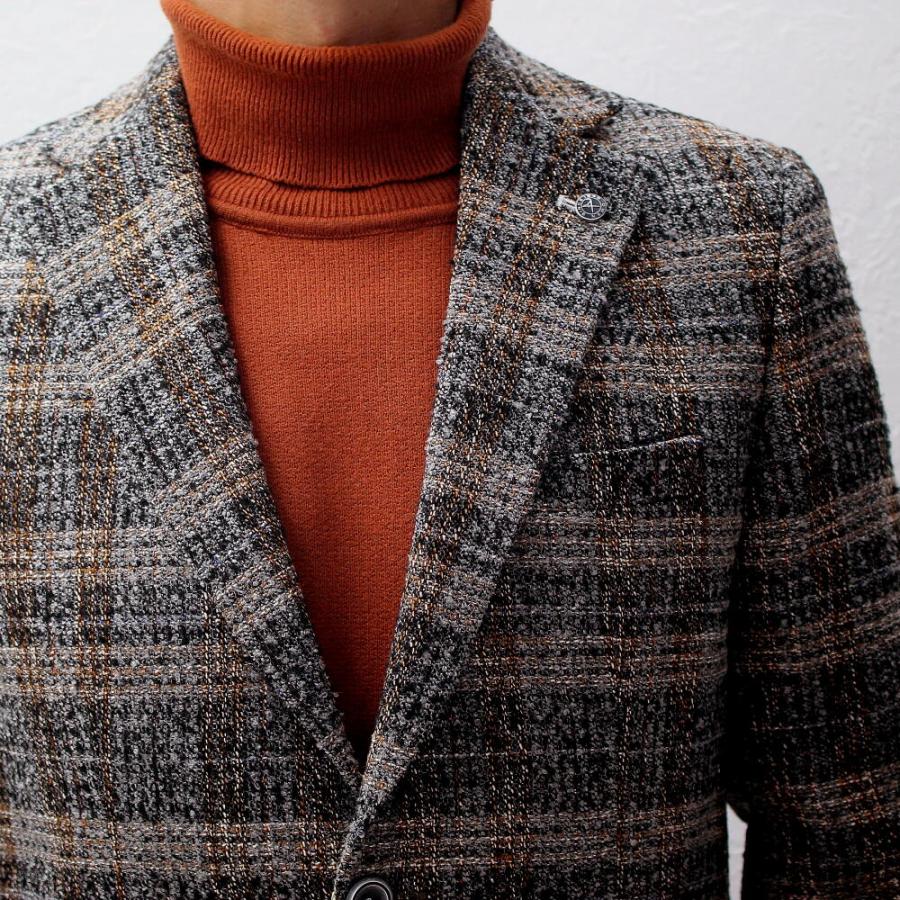 ツイード テーラードジャケット チェック ブレザー 黒 ブラック グレー