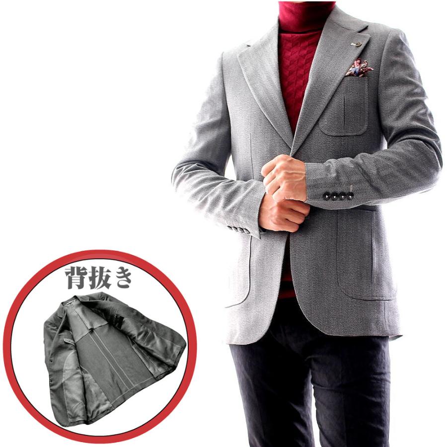 テーラードジャケット ブレザー 秋冬春 ヘリンボーン メンズ ライト