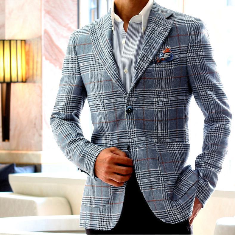 TAGLIATORE チェック柄 テーラードジャケット ネイビー 46サイズ TAGLIATORE チェック柄 テーラードジャケット ネイビー 46サイズ