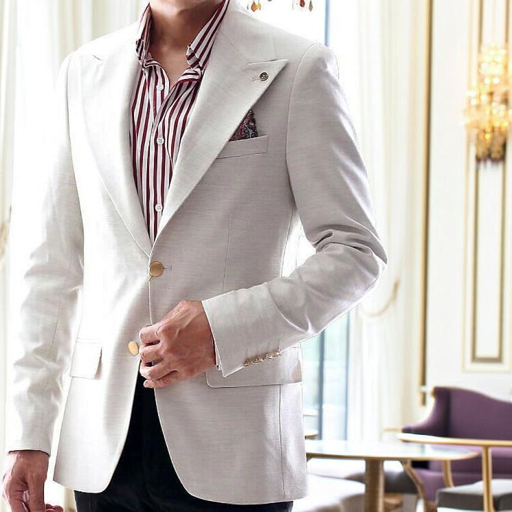 テーラードジャケット ワイドラペル 秋 冬 春 ライトグレー メランジ調