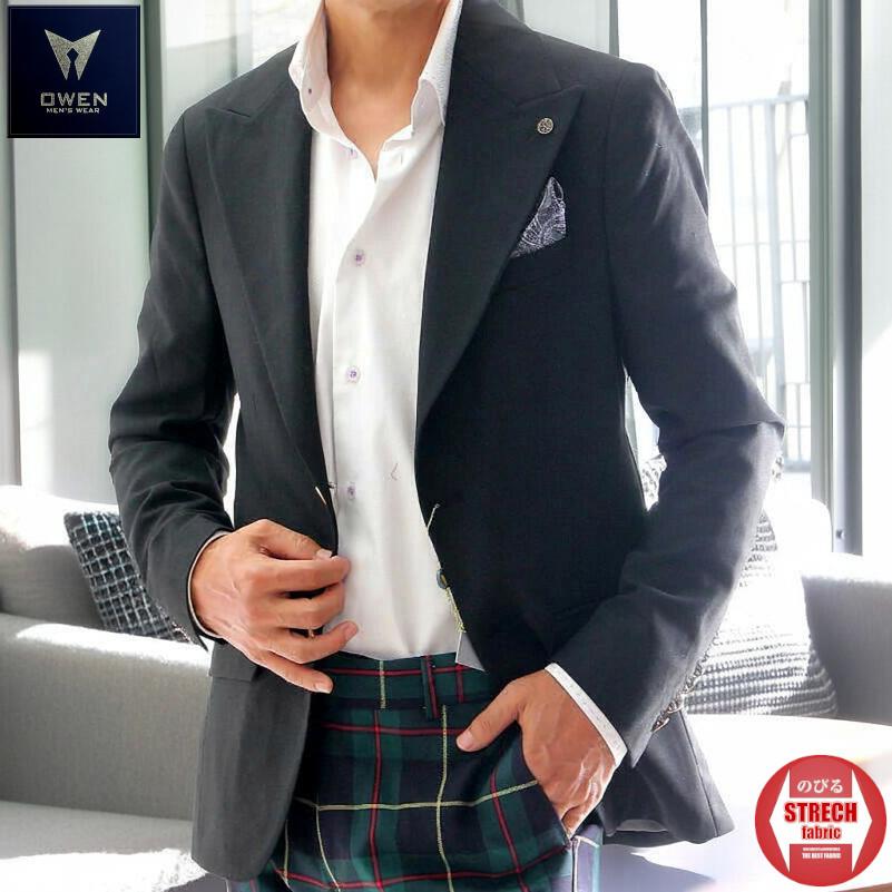 テーラードジャケット ワイドラペル 秋 冬 黒 無地 メンズ ブレザー