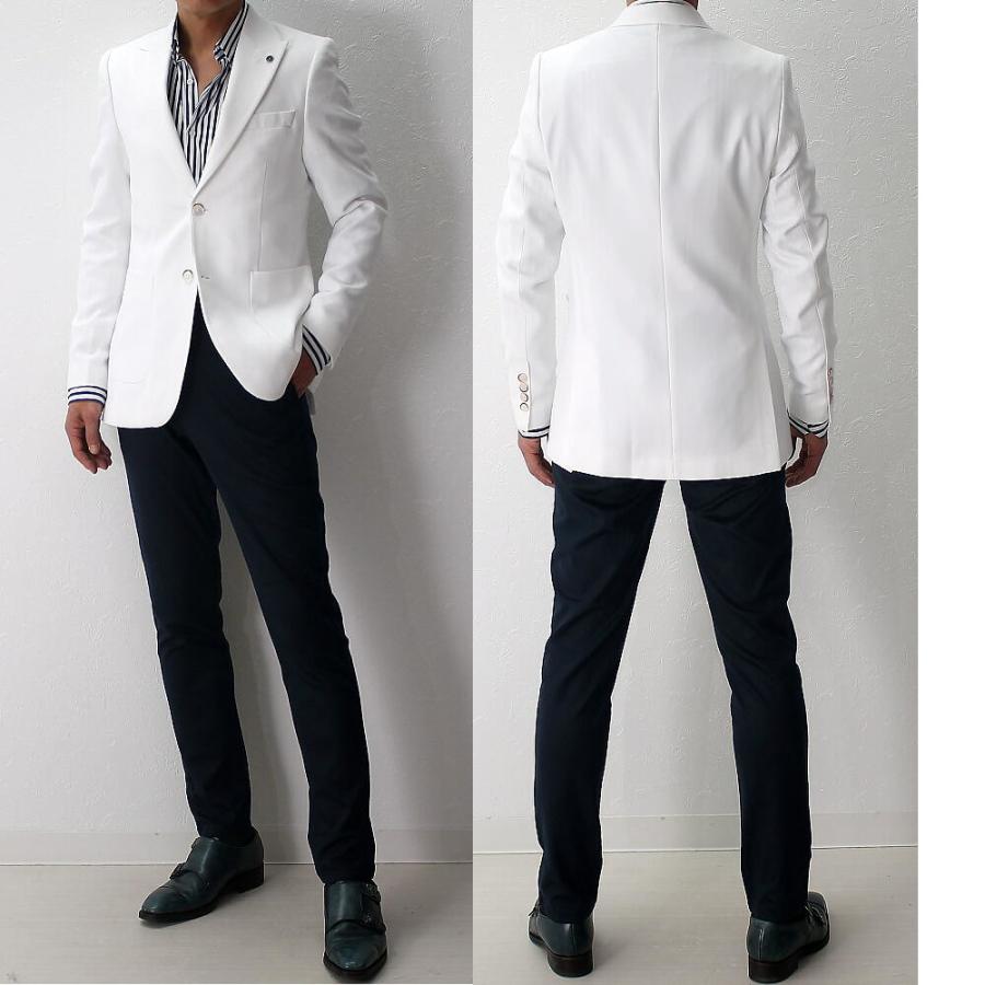 テーラードジャケット メンズ ブレザー 白 タイト/スリム