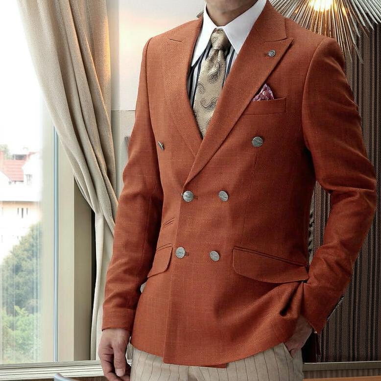 ２点セット【リネン100% XL】ダーバン　ニットテーラードジャケット　茶 2点セット【リネン100% XL】ダーバン ニットテーラード