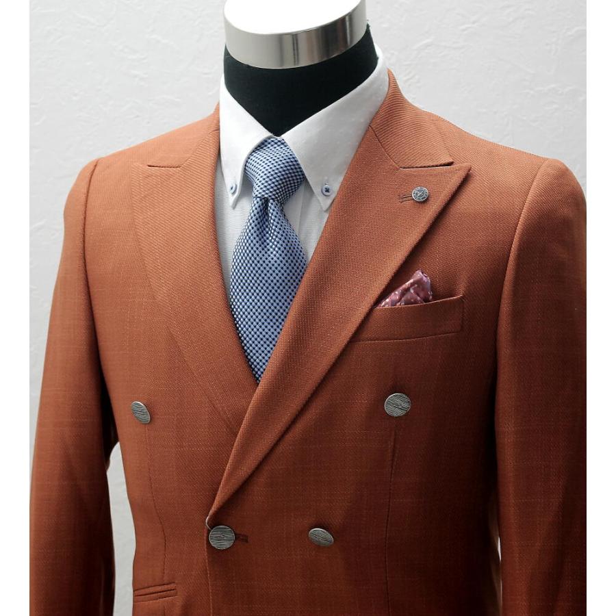 茶系ダブルボタン テーラードジャケット S テーラードジャケット ダブル ブレザー 茶 メンズ タイト/スリム
