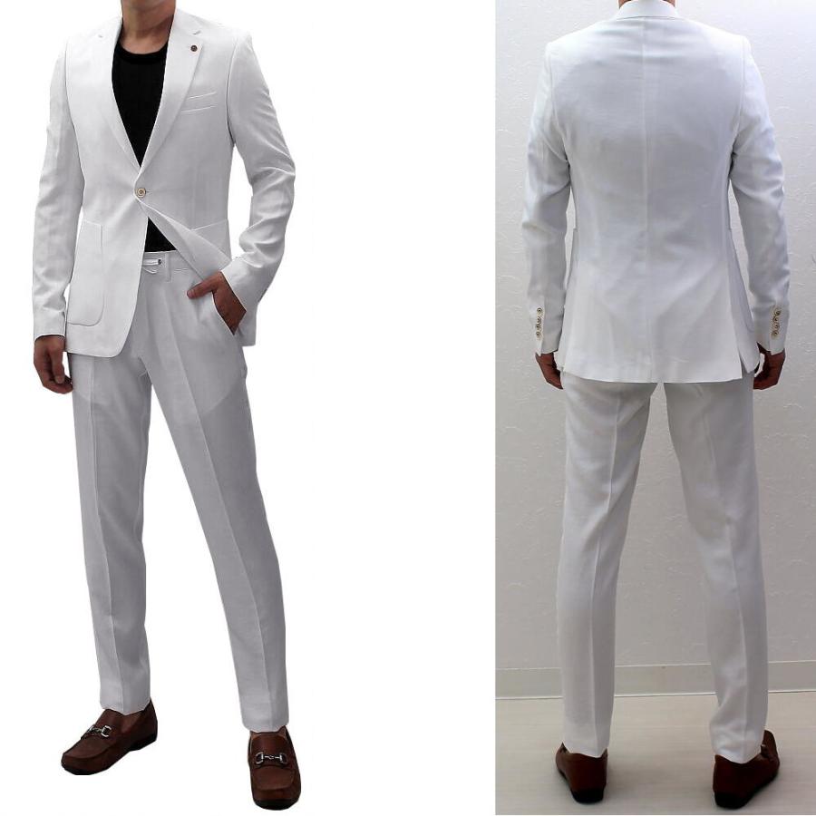 テーラードジャケット セットアップスーツ メンズ 白 タイト