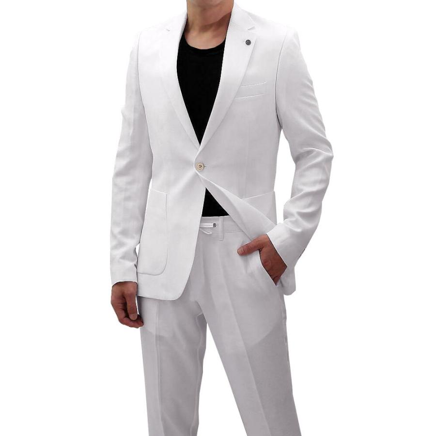 テーラードジャケット セットアップスーツ メンズ 白 タイト
